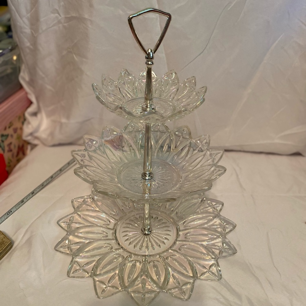 Rainbow crystal three tier candy dish